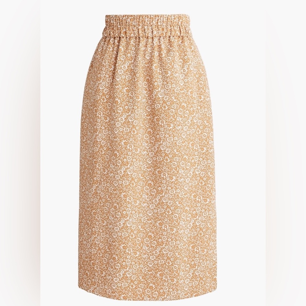 J. Crew Floral Beige Midi Skirt